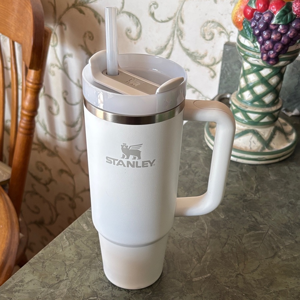 Stanley Cream Travel Mug with Straw